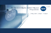 2 May 2007, 3.00pm â€“ 4.00pm The Revised Highly Skilled Migrant Programme