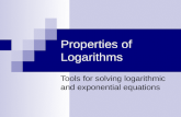 Properties of Logarithms Tools for solving logarithmic and exponential equations