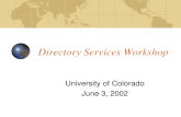 Directory Services Workshop University of Colorado June 3, 2002