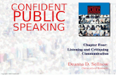Listening and Critiquing Communication Copyright © 2005 Wadsworth1 CONFIDENT PUBLIC SPEAKING CONFIDENT PUBLIC SPEAKING Deanna D. Sellnow University of