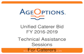 Unified Caterer Bid FY 2016-2019 Technical Assistance Sessions For Caterers