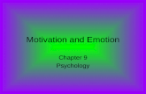 Motivation and Emotion Chapter 9 Psychology. Vocabulary Unit 9 Motive Emotion Instinct Drive Incentive Intrinsic Motivation Extrinsic Motivation Primary