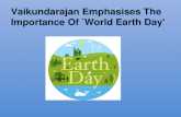 Vaikundarajan Emphasises The Importance Of â€World Earth Dayâ€™