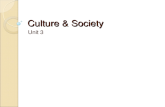 Culture & Society Unit 3. Culture Culture: Shared material & nonmatiral aspects â—¦ Material Culture â—¦ Nonmaterial Culture Social Structure Culture Society: