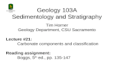Geology 103A Sedimentology and Stratigraphy Tim Horner Geology Department, CSU Sacramento