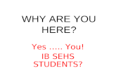 WHY ARE YOU HERE? Yes .. You! IB SEHS STUDENTS?