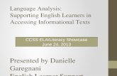 Language Analysis:  Supporting English Learners in Accessing Informational Texts