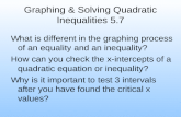 Graphing & Solving Quadratic Inequalities 5.7 What is different in the graphing process of an equality and an inequality? How can you check the x-intercepts