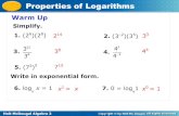 Properties of Logarithms 2017-05-08¢  Holt McDougal Algebra 2 Properties of Logarithms The logarithmic