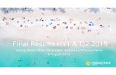 HolidayCheck Group presentation final results HY1 & Q2 2019 Final Results HY1 & Q2 2019 21 This presentation