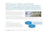 Sections 508 and 504: Closed Captioning and Web ...info. Closed Captioning and Web Accessibility Requirements