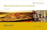 Maximizing Returns for Investors ... those discussed in the forward-looking statements. Factors that