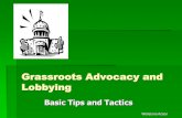 Grassroots Advocacy and Lobbying - What is lobbying? Lobbying is limited by legal statute. Advocacy