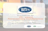 Invitation to 25- years Anniversary Conference 19.00 Anniversary dinner with dance and Anniversary Speech