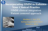 OMM clinical integration Patient centered ... Incorporating OMM to Enhance Your Clinical Practice OMM