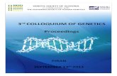 3rd COLLOQUIUM OF GENETICS ... COLLOQUIUM of Genetics (3 ; 2013 ; Piran) Proceedings / 3th Colloquium