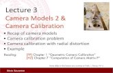 lecture3 camera calibration ee290t/fa18/...¢  ¢â‚¬¢ Recap of camera models ¢â‚¬¢ Camera calibration problem