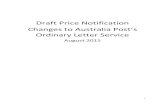 Draft Price Notification Price ¢  Regular letter service that will be delivered to a slower delivery