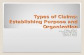 Types of Claims: Establishing Purpose and Organization Claims of Fact Claims of Definition Claims of Cause Claims of Value Claims of Policy