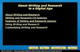 About Writing and Research CD features Features of Writing and Research lessons Using Writing and Research Customizing Writing and Research About Writing