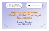 HIRING AND FIRING: Playing Within The Legal Boundaries HIRING AND FIRING: Playing Within The Legal Boundaries