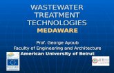 WASTEWATER TREATMENT TECHNOLOGIES WASTEWATER TREATMENT TECHNOLOGIES MEDAWARE Prof. George Ayoub Faculty of Engineering and Architecture American University