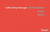 Coffee shop manager job description, duties, salary