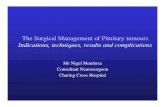 The Surgical Management of Pituitary tumours Surgical Management of Pituitary tumours Indications, techniques, results and complications ... â€“ Sphenoid sinus anatomy ... â€“