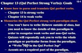 Chapter 13 Qal Perfect Strong Verbs - Chapter 13 (Qal Perfect Strong Verbs): Goals Know how to parse