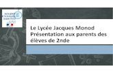 Le Lyc£©e Jacques Monod Pr£©sentation aux parents des £©l£¨ves ... LVA et LVB 4h30 Enseignement scientifique