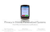 Privacy in Mobile Personalized Systems - The Effect of Disclosure Justifications