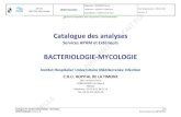 Catalogue des analyses BACTERIOLOGIE-MYCOLOGIE