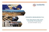 Vedanta Resources Plc India Operations Site Visit: Corporate Presentation