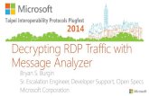 Decrypting RDP Traffic with Message   RDP Traffic with Message Analyzer. Sr. EE, ... Message Analyzer disadvantages ... Select RDP Transport Protocols
