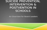 SUICIDE PREVENTION, INTERVENTION & POSTVENTION IN SCHOOLS An Overview for Board Leaders