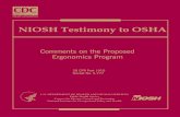 NIOSH Testimony to OSHA - Comments on the Proposed