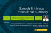 Ganesh Srinivasan Professional Summary