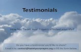 Testimonials - Tweet Your Prayers @TheKotel - User experiences