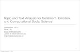 Topic and text analysis for sentiment, emotion, and computational social science