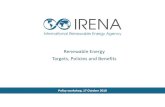 Renewable Energy Targets, Policies and Benefits Renewable Energy Targ¢  Jobs in renewable energy Renewable