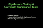 Significance Testing & Univariate Significance Tests Purposes of NHST Process of Null Hypothesis Significance Testing Univariate Significance Tests
