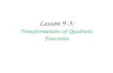 Lesson 9-3: Transformations of Quadratic Functions