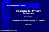 Chubb Specialty Insurance â€“ ©2011 1 CyberSecurity by Chubb ® Insurance for Privacy Breaches Presented by Chubb Insurance Company of Canada June 2011
