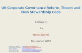UK Corporate Governance Reform, Theory and New Stewardship Code, Lecture by   Rahat Kazmi