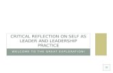 Critical Reflection on self as leader and leadership practice