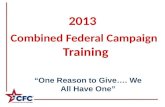 2013 Combined Federal Campaign  Training