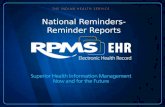National Reminders- Reminder Reports. Reminder Reports on Main Menu CFM Reminder Computed Finding Management... DEF Reminder Definition Management