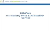 TitlePage the Industry Price & Availability Service