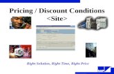 Right Solution, Right Time, Right Price Pricing / Discount Conditions