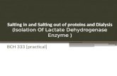 Salting in and Salting out of proteins and Dialysis ( Isolation Of Lactate Dehydrogenase Enzyme ) BCH 333 [practical]
